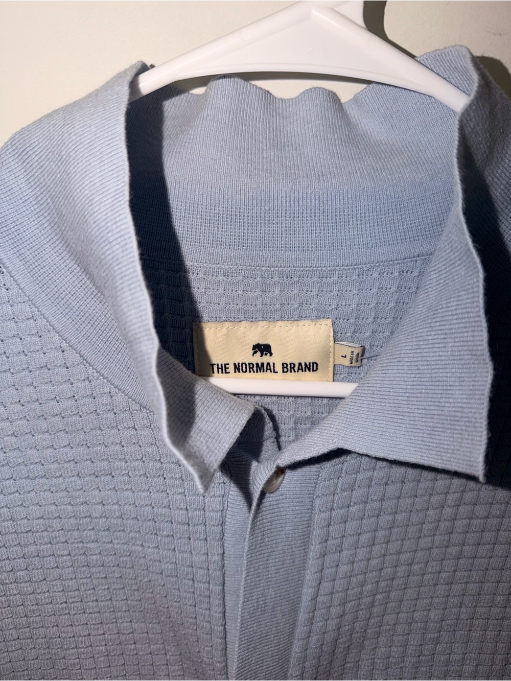 The Normal Brand Men’s light Blue Textured Button Up
